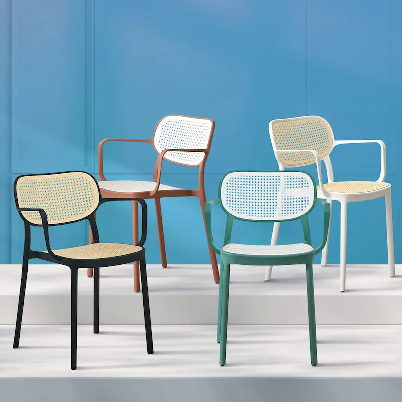 Lot de 2 chaises de salle à manger Art Leon modernes empilables pour l'intérieur et l'extérieur