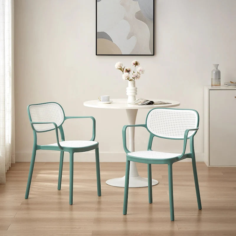Lot de 2 chaises de salle à manger Art Leon modernes empilables pour l'intérieur et l'extérieur