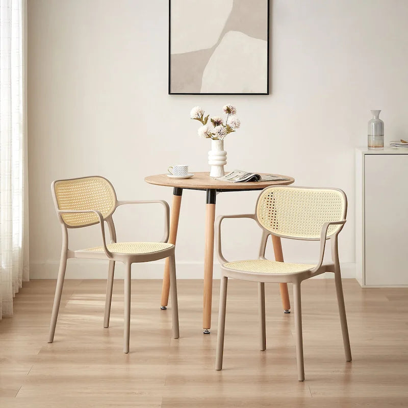 Lot de 2 chaises de salle à manger Art Leon modernes empilables pour l'intérieur et l'extérieur