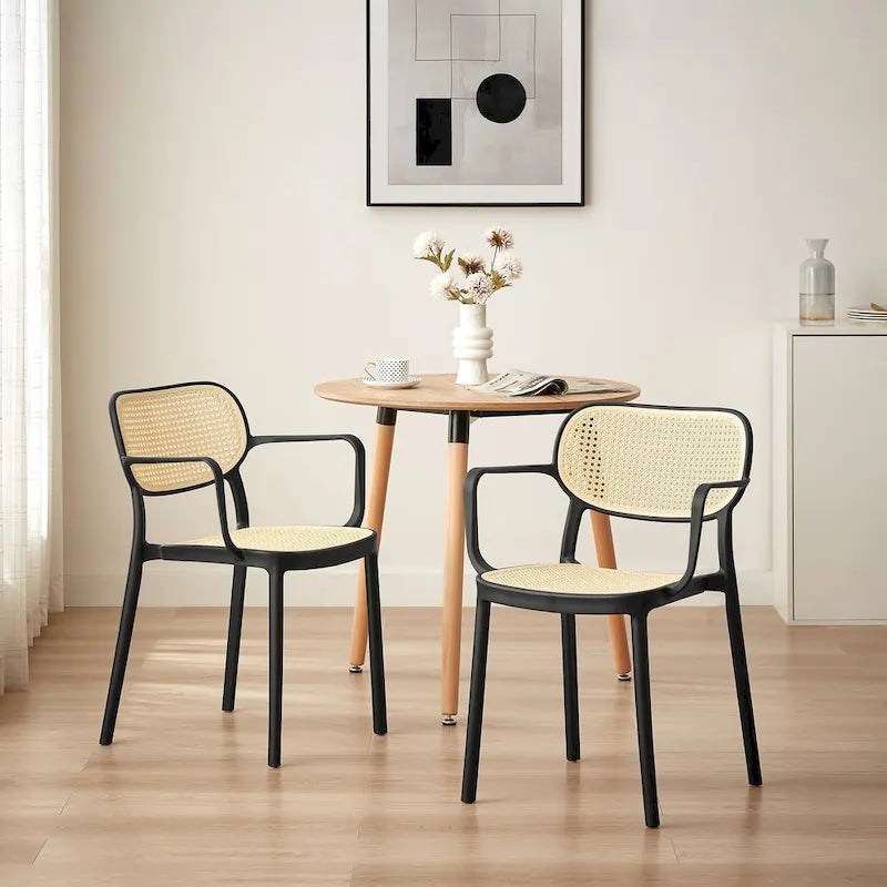 Lot de 2 chaises de salle à manger Art Leon modernes empilables pour l'intérieur et l'extérieur