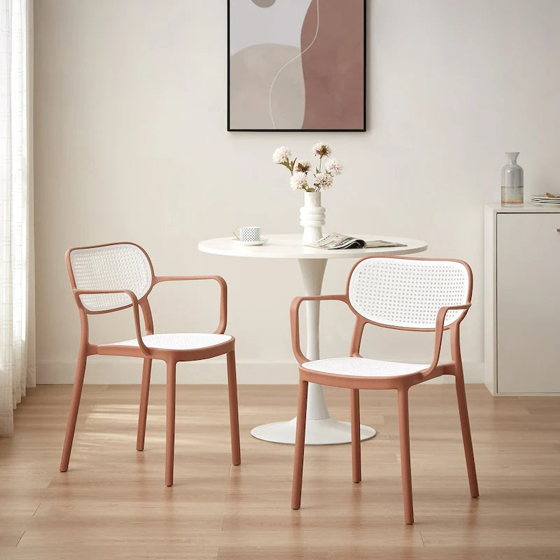 Lot de 2 chaises de salle à manger Art Leon modernes empilables pour l'intérieur et l'extérieur