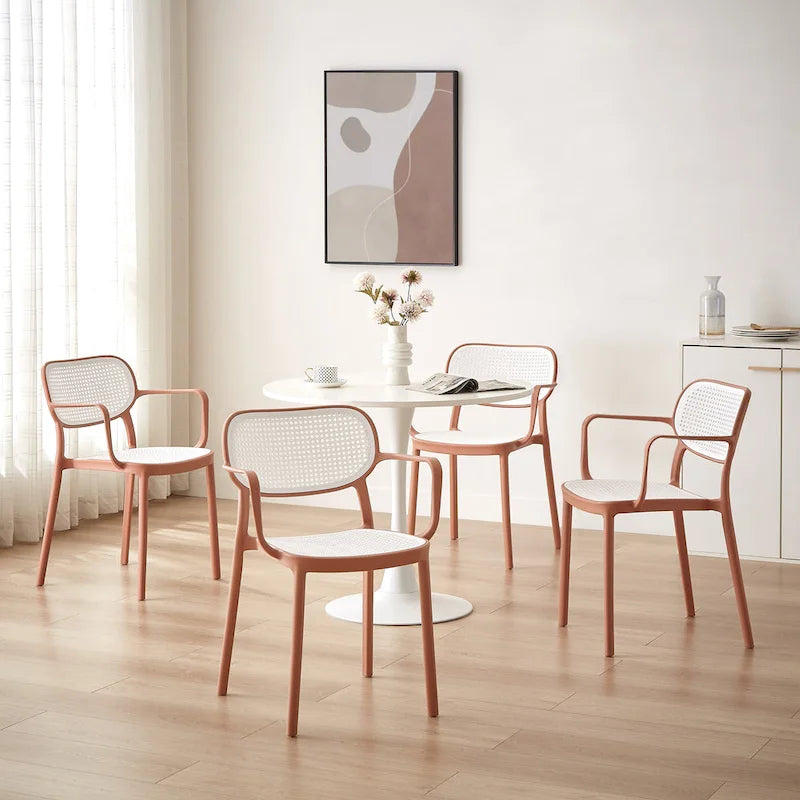 Lot de 2 chaises de salle à manger Art Leon modernes empilables pour l'intérieur et l'extérieur