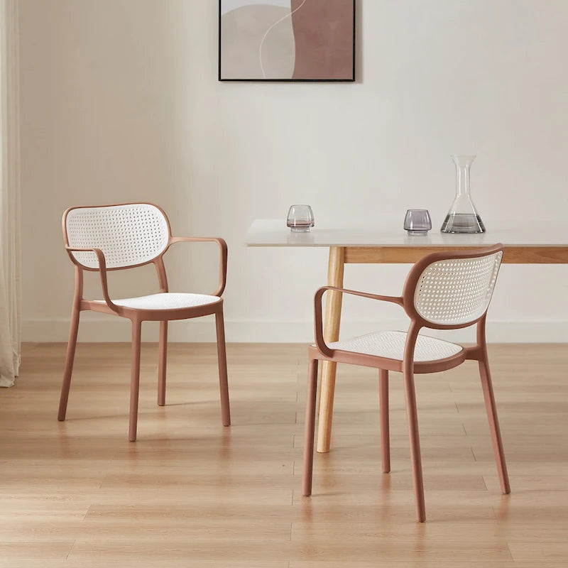 Lot de 2 chaises de salle à manger Art Leon modernes empilables pour l'intérieur et l'extérieur