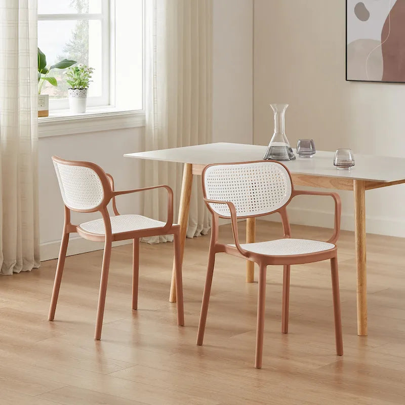 Lot de 2 chaises de salle à manger Art Leon modernes empilables pour l'intérieur et l'extérieur