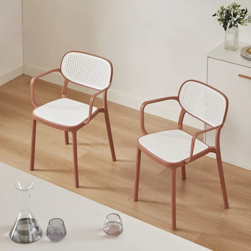Lot de 2 chaises de salle à manger Art Leon modernes empilables pour l'intérieur et l'extérieur