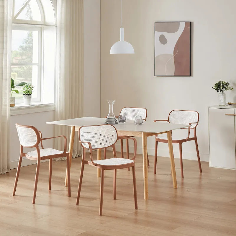 Lot de 2 chaises de salle à manger Art Leon modernes empilables pour l'intérieur et l'extérieur