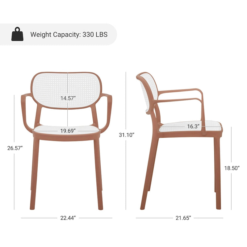 Lot de 2 chaises de salle à manger Art Leon modernes empilables pour l'intérieur et l'extérieur