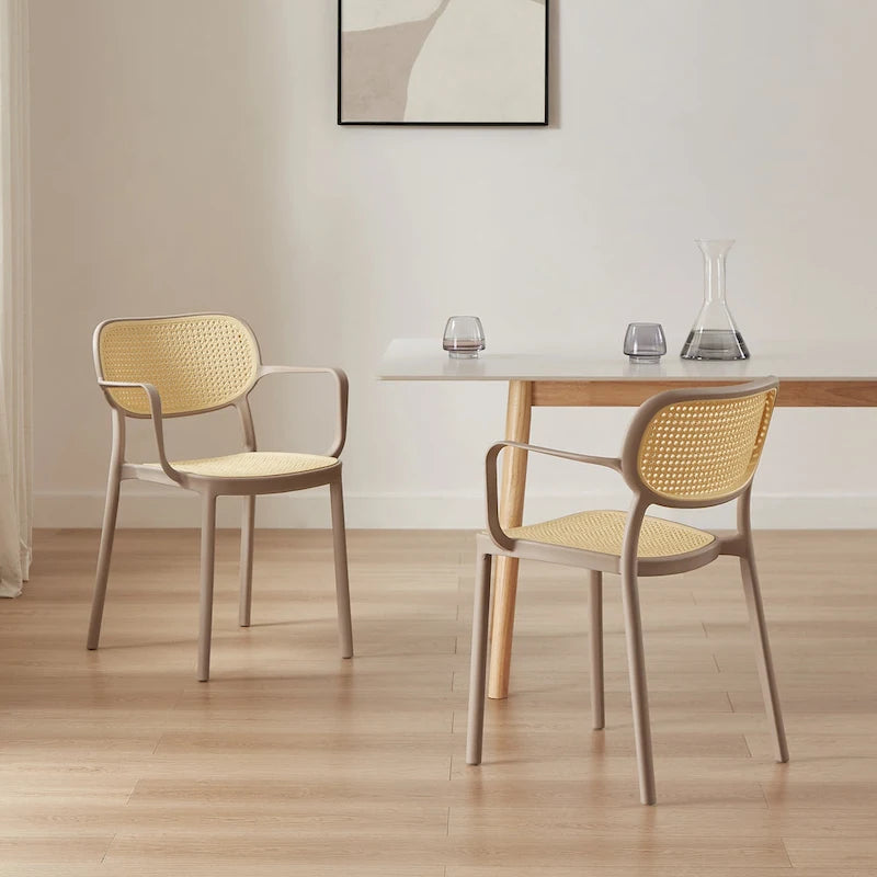 Lot de 2 chaises de salle à manger Art Leon modernes empilables pour l'intérieur et l'extérieur