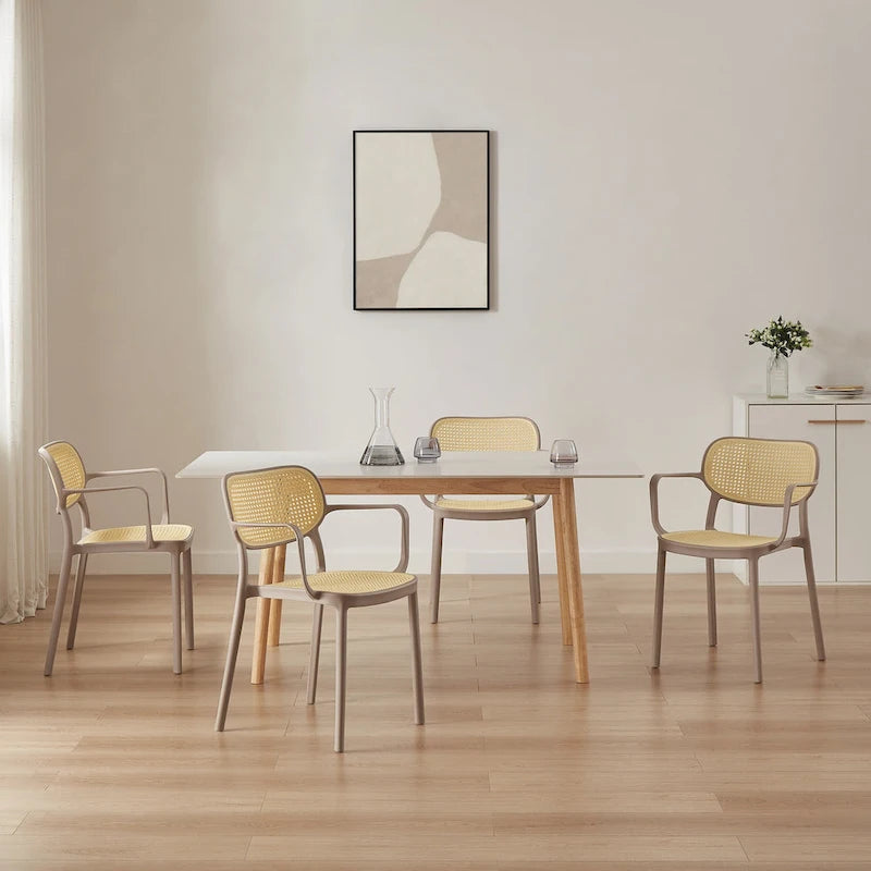 Lot de 2 chaises de salle à manger Art Leon modernes empilables pour l'intérieur et l'extérieur
