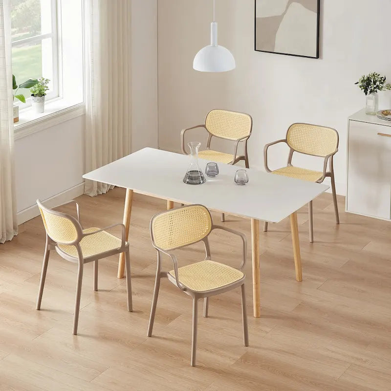 Lot de 2 chaises de salle à manger Art Leon modernes empilables pour l'intérieur et l'extérieur