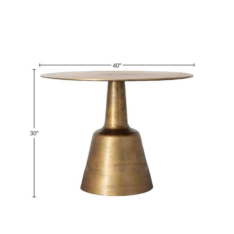 Table à manger Galena 40 en aluminium coulé large, dorée