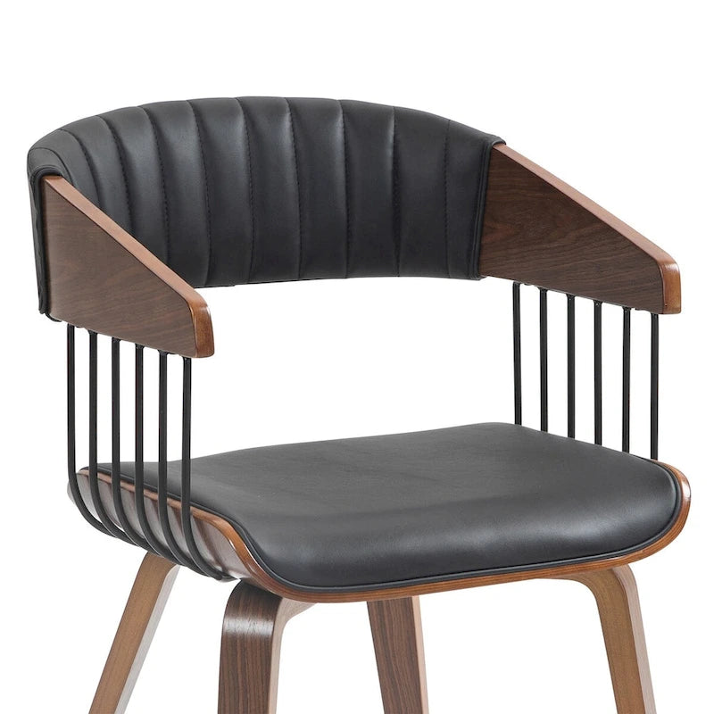 Chaise de salle à manger Beaumont en similicuir noir avec cadre et pieds en bois de noyer