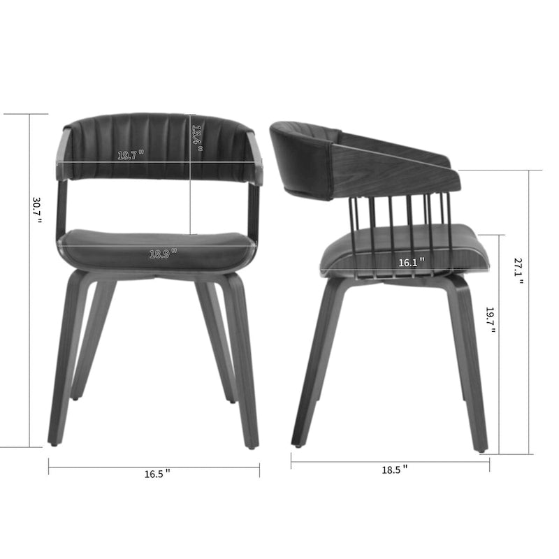 Chaise de salle à manger Beaumont en similicuir noir avec cadre et pieds en bois de noyer