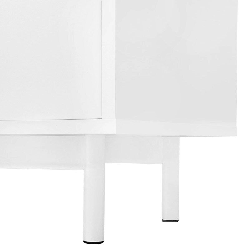 Meuble de Rangement Motif Vague avec 2 Portes et 2 Tiroirs, Réglable, Adapté pour Bureau, Entrée et Salon