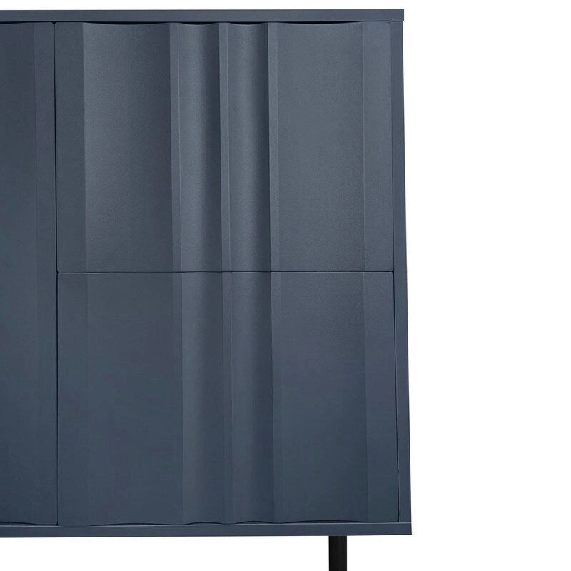 Meuble de Rangement Motif Vague avec 2 Portes et 2 Tiroirs, Réglable, Adapté pour Bureau, Entrée et Salon