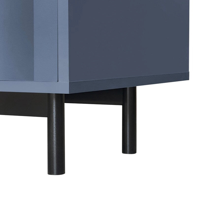 Meuble de Rangement Motif Vague avec 2 Portes et 2 Tiroirs, Réglable, Adapté pour Bureau, Entrée et Salon