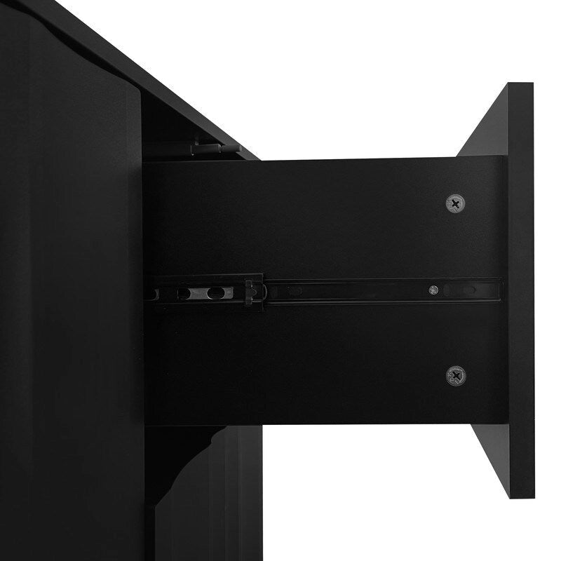 Meuble de Rangement Motif Vague avec 2 Portes et 2 Tiroirs, Réglable, Adapté pour Bureau, Entrée et Salon