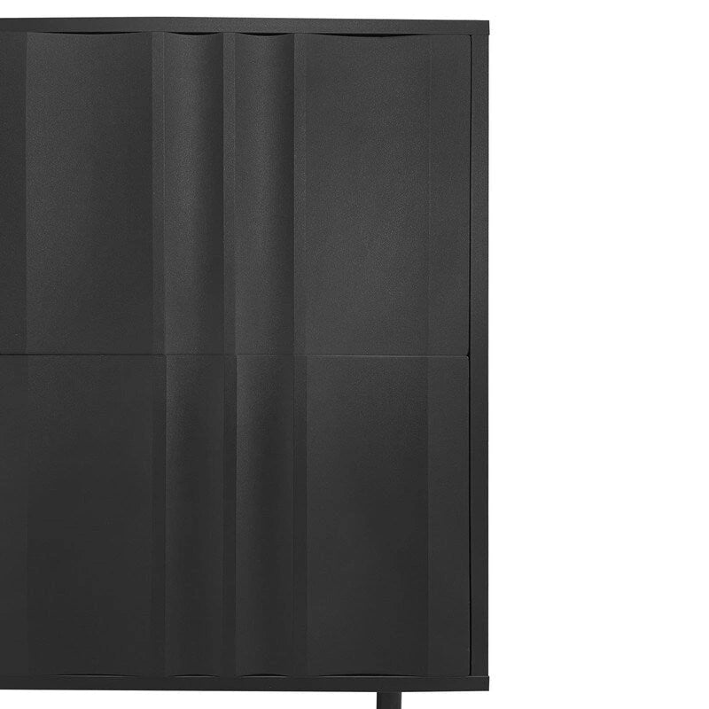 Meuble de Rangement Motif Vague avec 2 Portes et 2 Tiroirs, Réglable, Adapté pour Bureau, Entrée et Salon