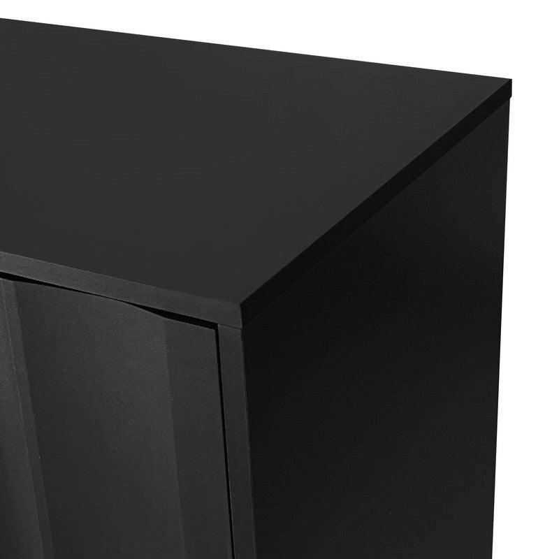 Meuble de Rangement Motif Vague avec 2 Portes et 2 Tiroirs, Réglable, Adapté pour Bureau, Entrée et Salon