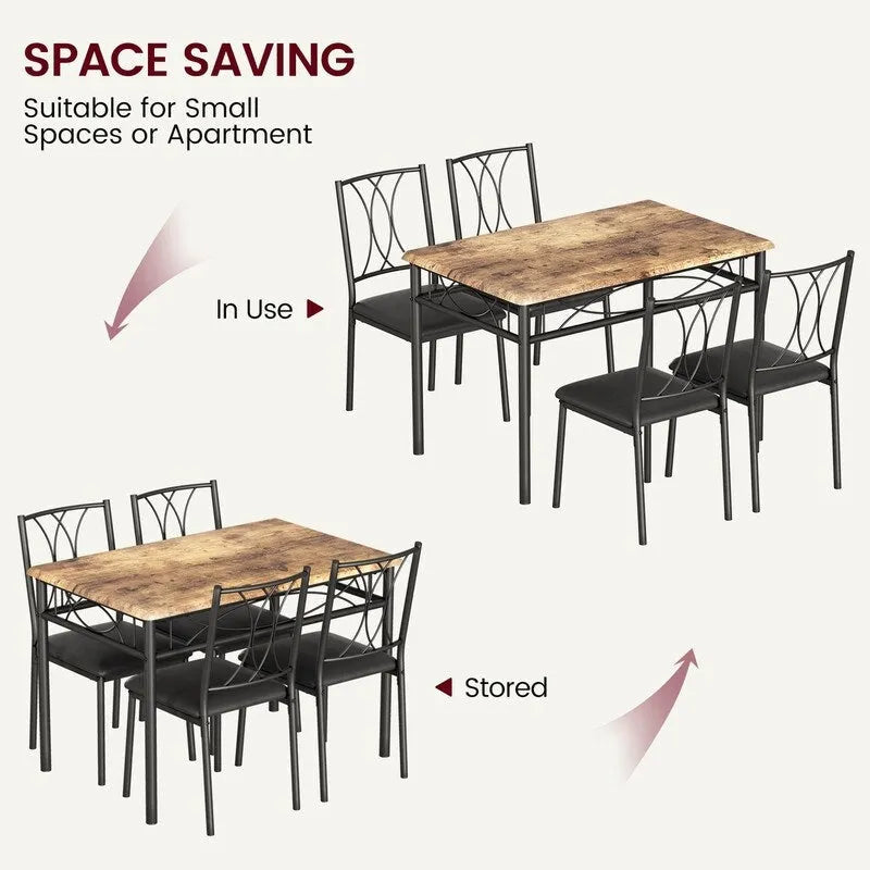 Ensemble de table à manger pour 4, table de cuisine avec 2 bancs rembourrés