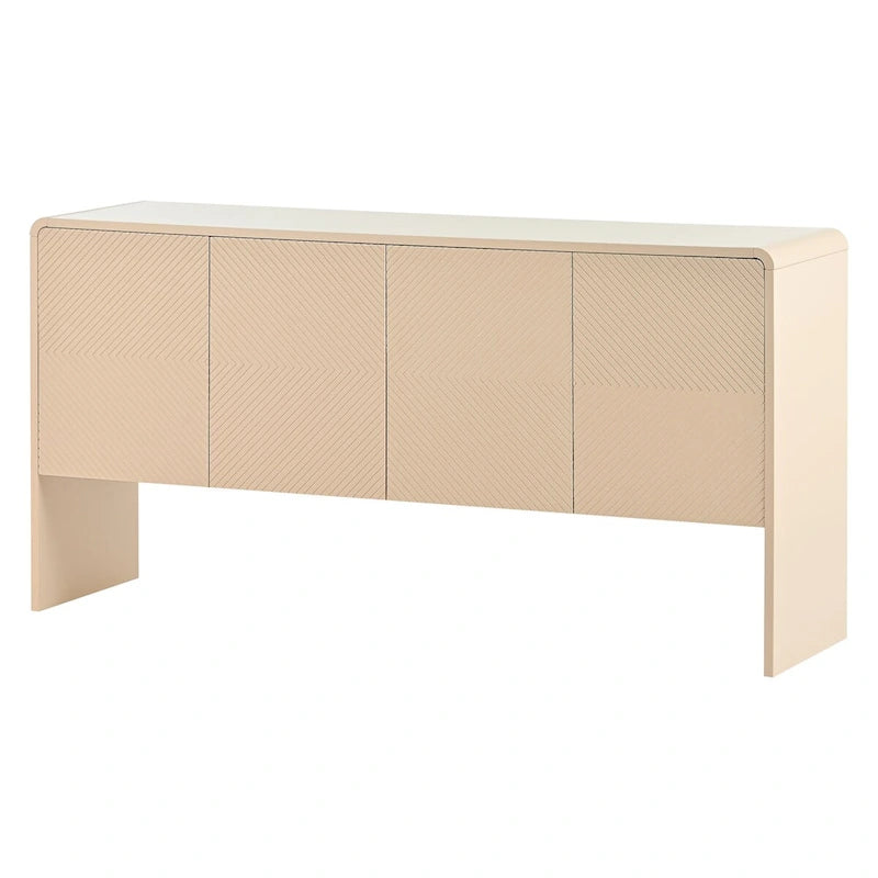 Buffet de Rangement Minimaliste de 60 L avec 4 Portes et Dispositif de Rebond pour Salon et Entrée (Crème Abricot)