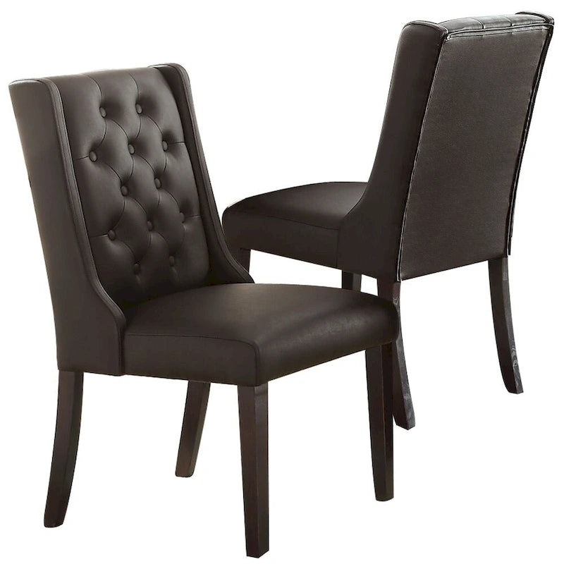 Chaises de salle à manger capitonnées modernes en similicuir (lot de 2)