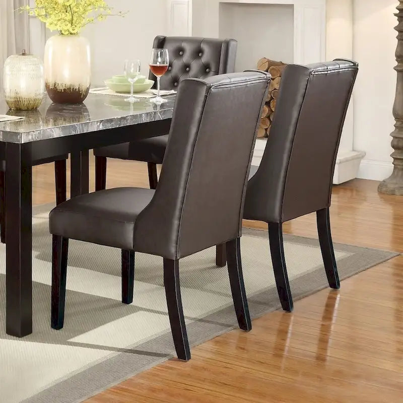 Chaises de salle à manger capitonnées modernes en similicuir (lot de 2)
