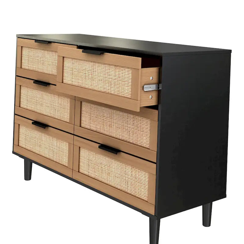 Meuble de rangement d'appoint 6 tiroirs Commode en rotin Tiroir en rotin