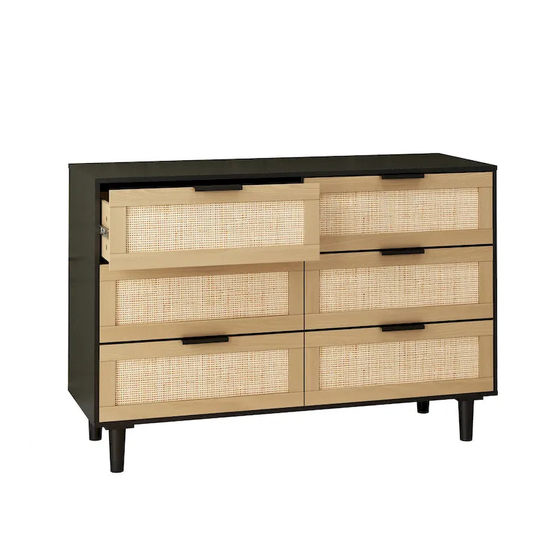 Meuble de rangement d'appoint 6 tiroirs Commode en rotin Tiroir en rotin