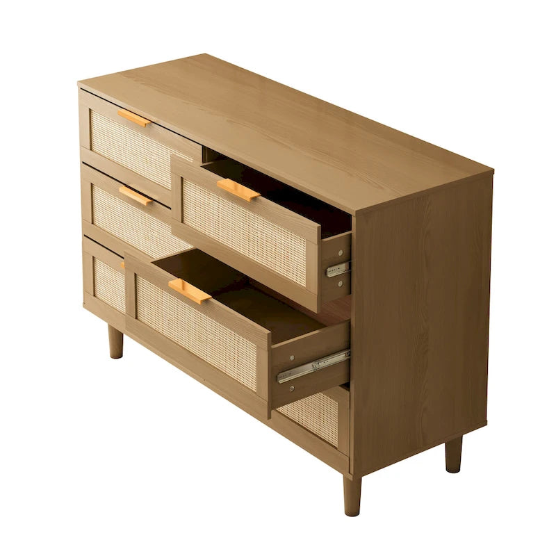 Meuble de rangement d'appoint 6 tiroirs Commode en rotin Tiroir en rotin