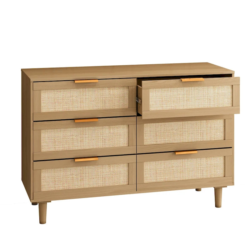 Meuble de rangement d'appoint 6 tiroirs Commode en rotin Tiroir en rotin