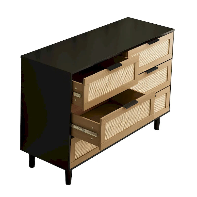 Meuble de rangement d'appoint 6 tiroirs Commode en rotin Tiroir en rotin