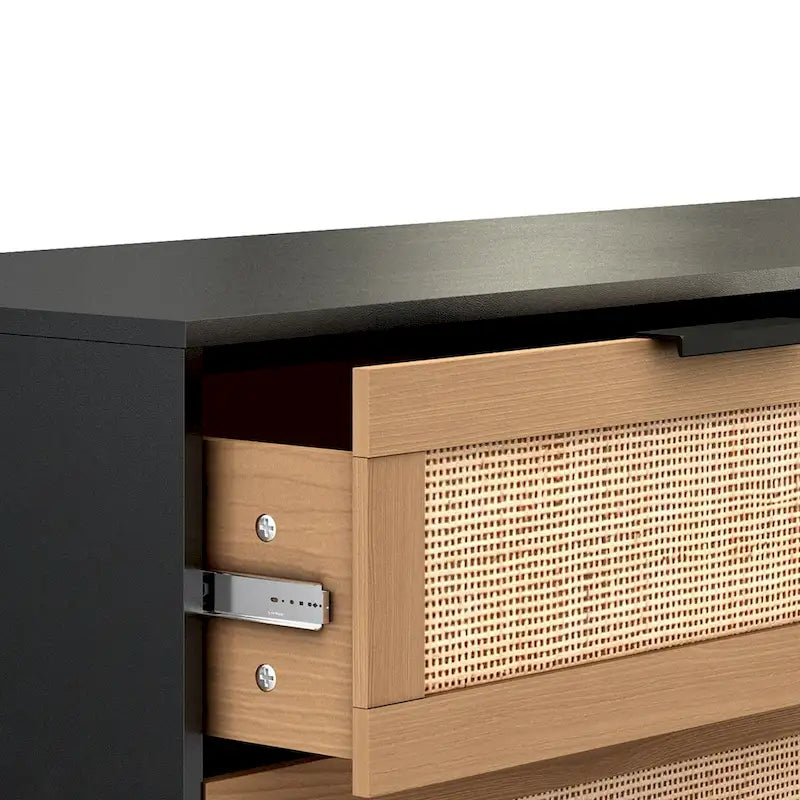 Meuble de rangement d'appoint 6 tiroirs Commode en rotin Tiroir en rotin