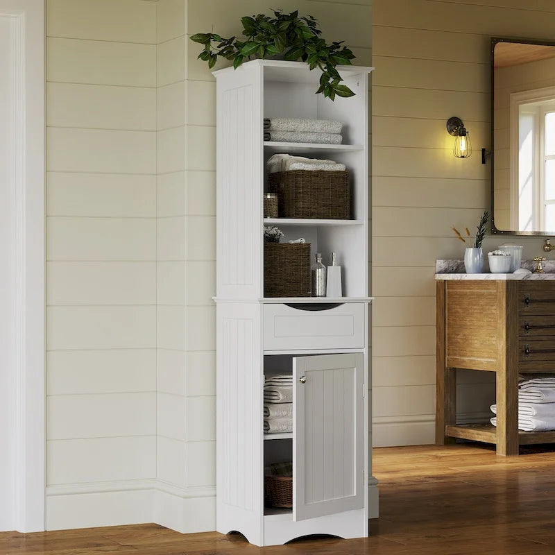 RiverRidge Ashland Armoire de salle de bain haute en lin avec tiroir et étagères