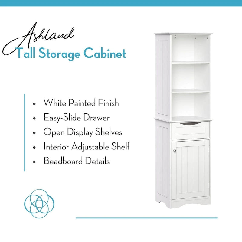 RiverRidge Ashland Armoire de salle de bain haute en lin avec tiroir et étagères