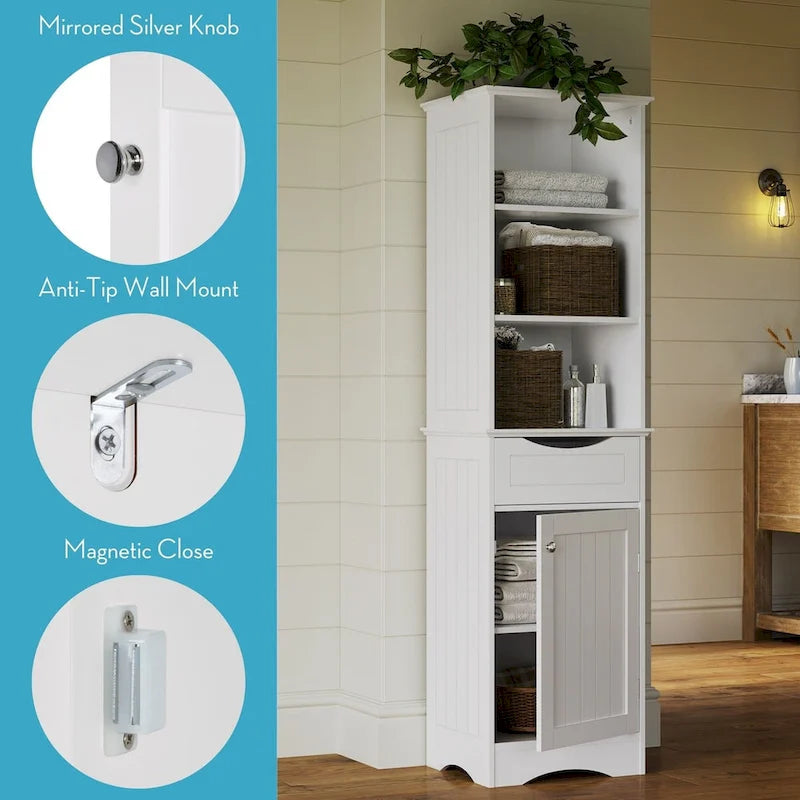 RiverRidge Ashland Armoire de salle de bain haute en lin avec tiroir et étagères