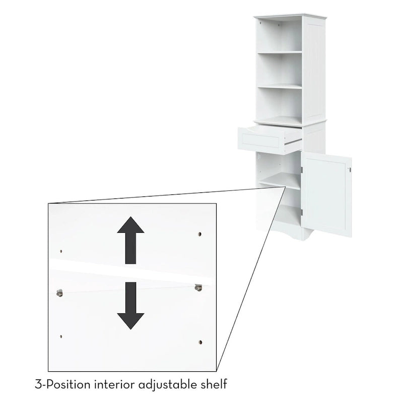 RiverRidge Ashland Armoire de salle de bain haute en lin avec tiroir et étagères