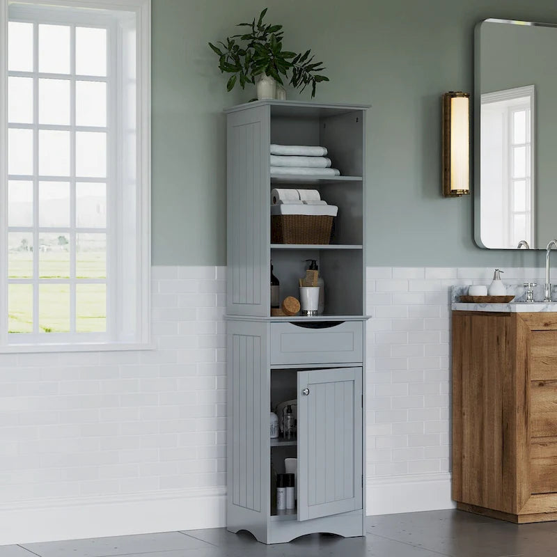 RiverRidge Ashland Armoire de salle de bain haute en lin avec tiroir et étagères