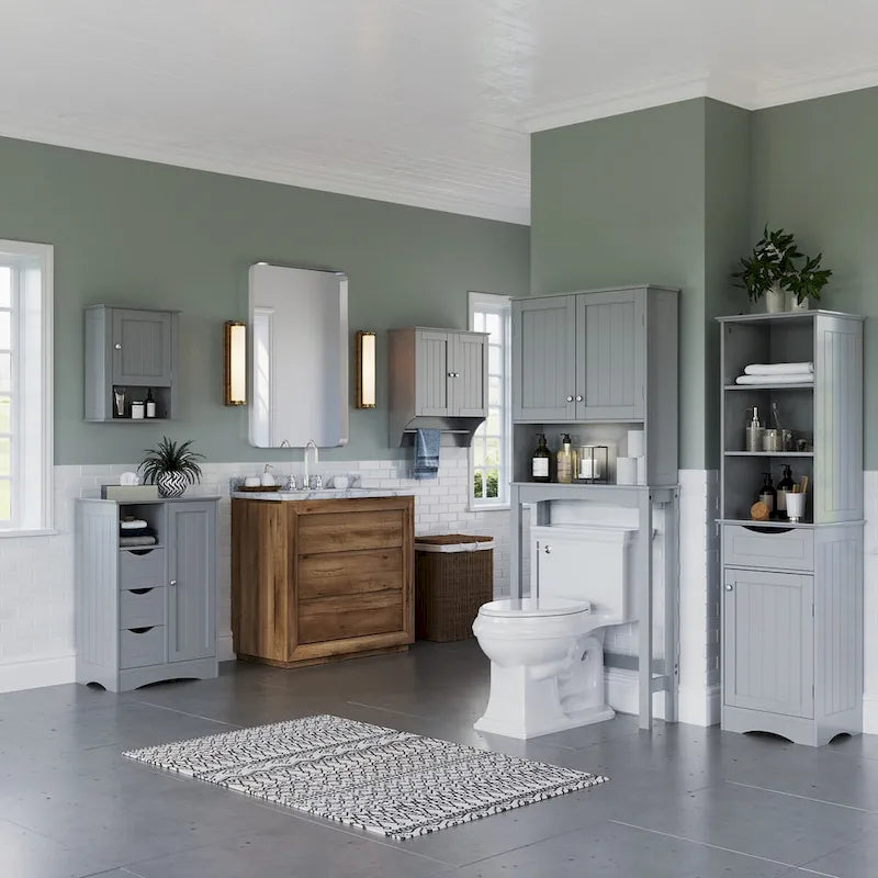 RiverRidge Ashland Armoire de salle de bain haute en lin avec tiroir et étagères