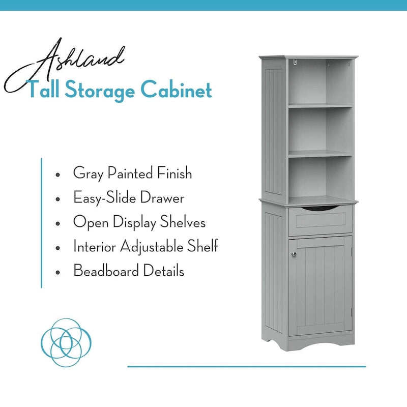 RiverRidge Ashland Armoire de salle de bain haute en lin avec tiroir et étagères
