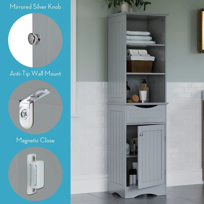 RiverRidge Ashland Armoire de salle de bain haute en lin avec tiroir et étagères