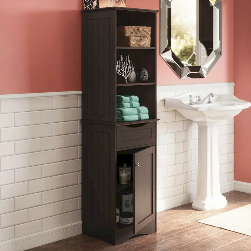 RiverRidge Ashland Armoire de salle de bain haute en lin avec tiroir et étagères