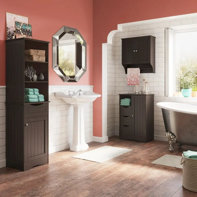 RiverRidge Ashland Armoire de salle de bain haute en lin avec tiroir et étagères