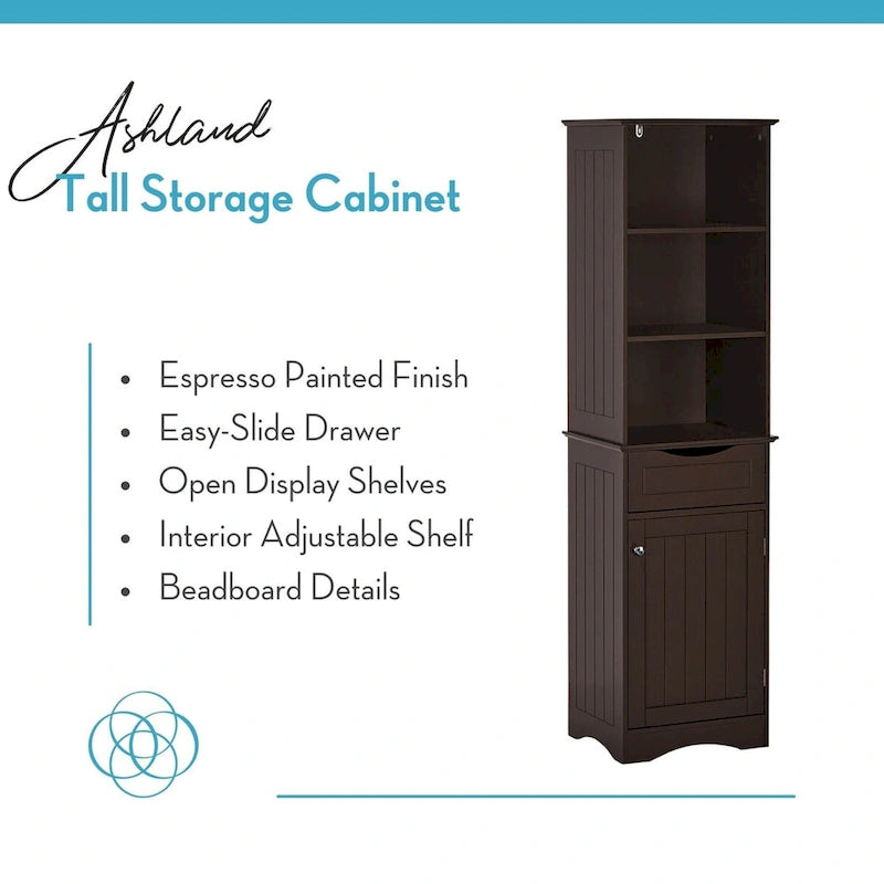 RiverRidge Ashland Armoire de salle de bain haute en lin avec tiroir et étagères
