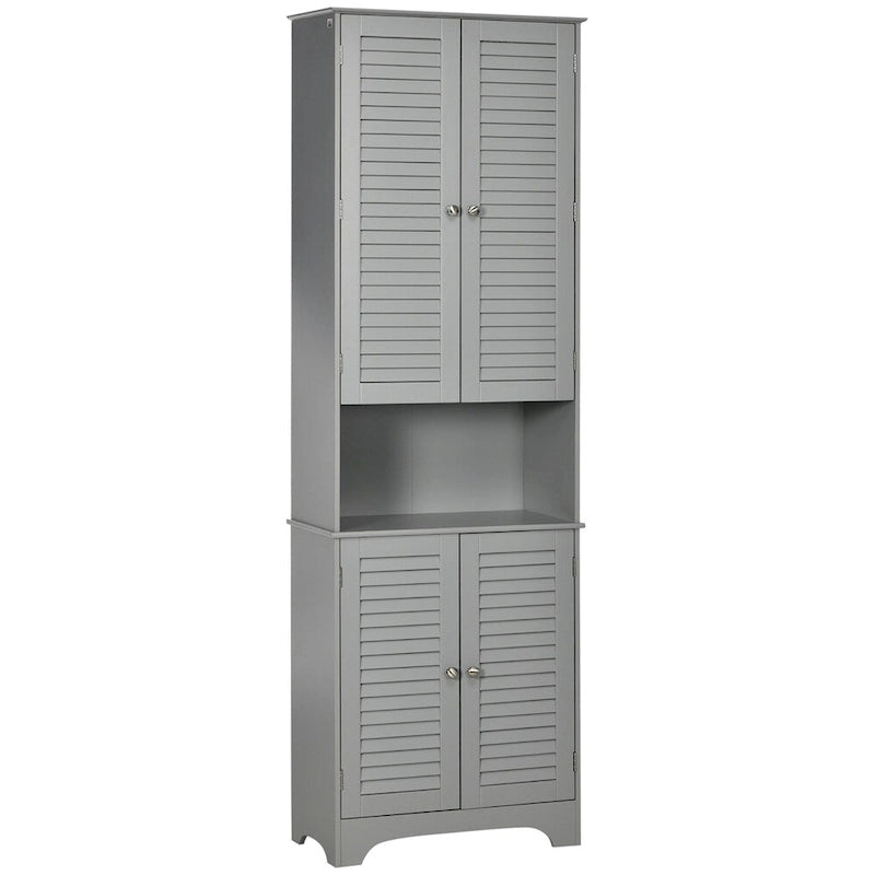 Meuble de Rangement Haut et Étroit pour Salle de Bain avec Portes et Étagères Réglables