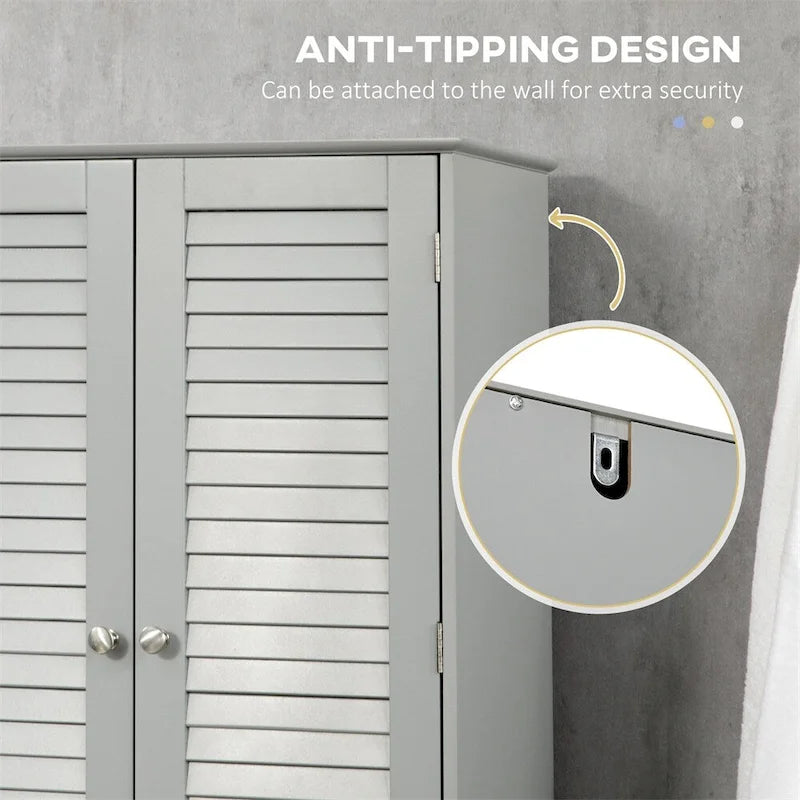 Meuble de Rangement Haut et Étroit pour Salle de Bain avec Portes et Étagères Réglables