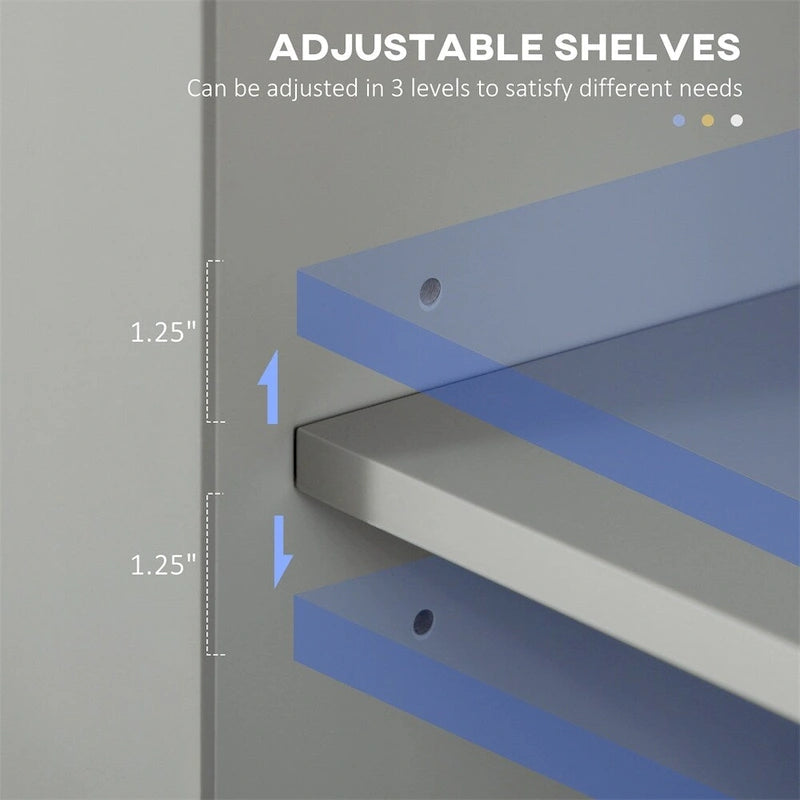 Meuble de Rangement Haut et Étroit pour Salle de Bain avec Portes et Étagères Réglables