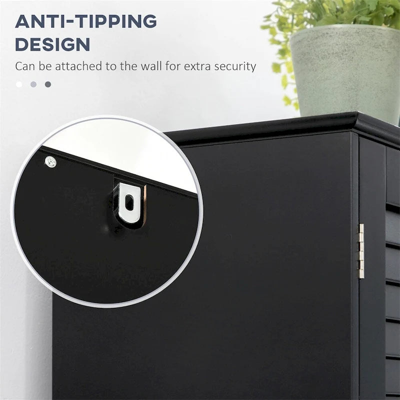 Meuble de Rangement Haut et Étroit pour Salle de Bain avec Portes et Étagères Réglables