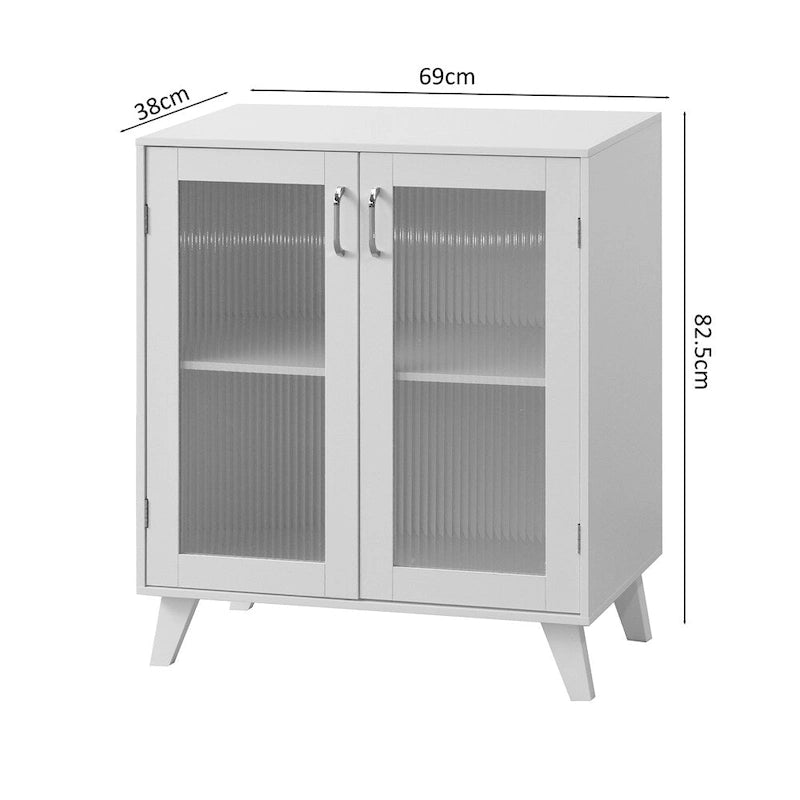 Meuble-lavabo moderne en bois avec 2 portes vitrées et une étagère réglable