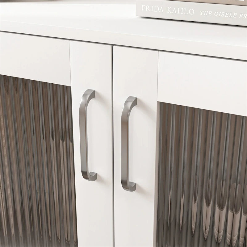 Meuble-lavabo moderne en bois avec 2 portes vitrées et une étagère réglable